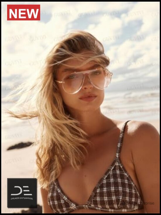 Oversized Aviator Sunglasses Gold Metal Frame Square Retro UV Protection main image 6